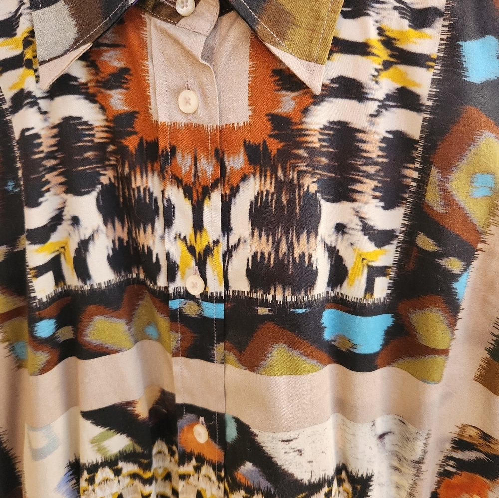 Etro Abstract Print Button-Up Blouse in Cotton/Elastane Blend - Picture 4 of 8